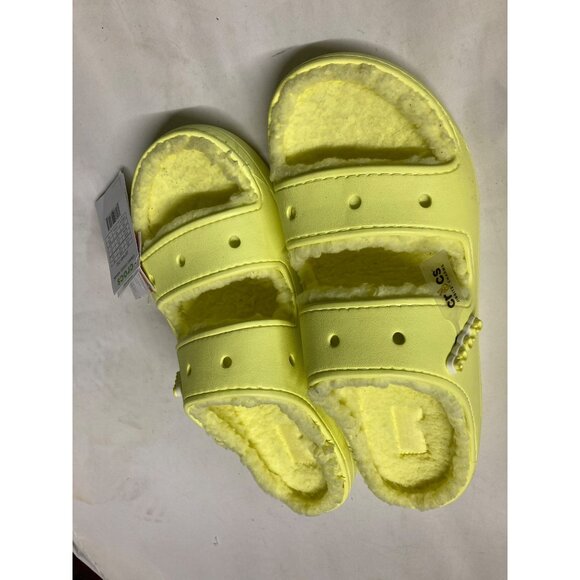 Crocs Classic Cozzzy Sandal Yellow Men Size 13 Fuzzy Lined Slip-On New With Tag - Picture 3 of 6